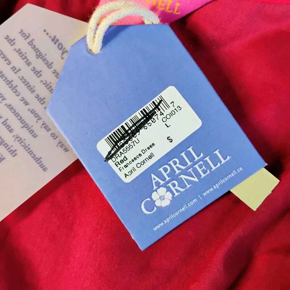 April Cornell Francesca Dress Red Womens Lg‎ Ruffle Romantic Floral Cottagecore - Picture 9 of 14